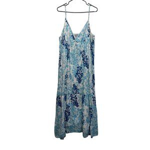 Vintage Old Navy Floral Long Cami Babydoll Dress Sz XXL Blue Y2K European Summer